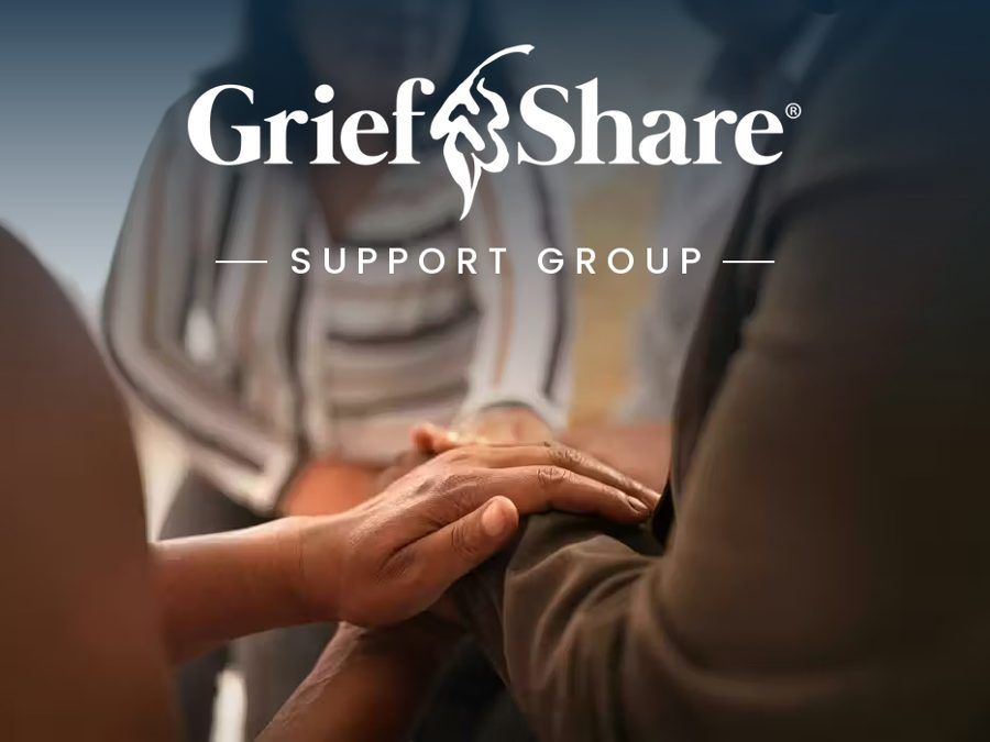 GriefShare Support Group logo above a hand resting on another person's hand